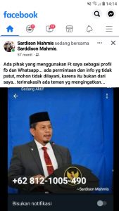 Hati-Hati, Ada OTK Catut Foto Kepala BPSDM Provinsi Kepri Untuk Menipu