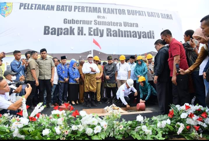 Gubernur Sumut Letakan Batu Pertama Di Pembangunan Kantor Bupati Batu Bara