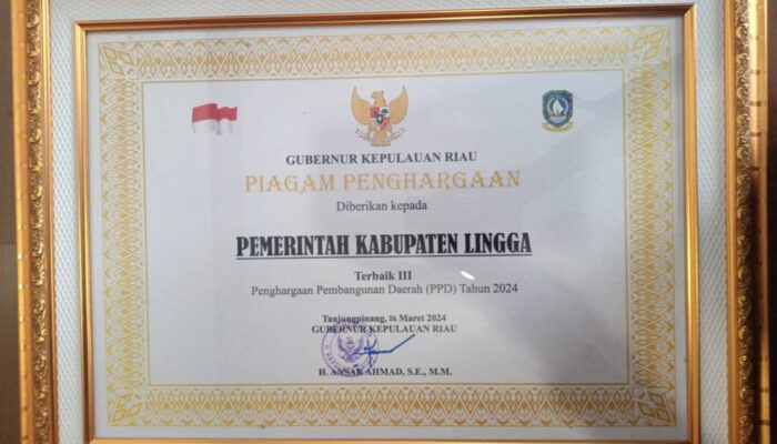 Kabupaten Lingga Raih Penghargaan Prestisius Perencanaan Pembangunan Terbaik